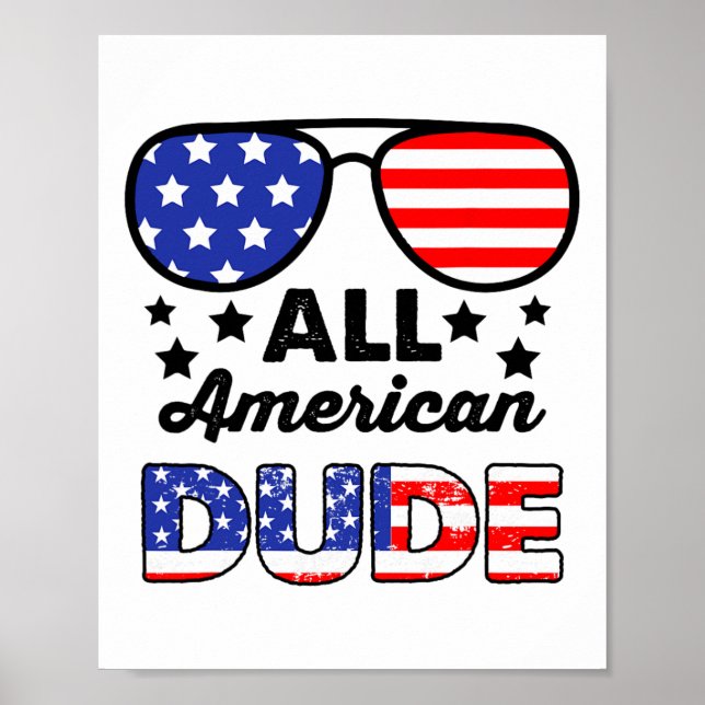 Póster All American Dude 4 De Julio Niños Patrióticos (Frente)