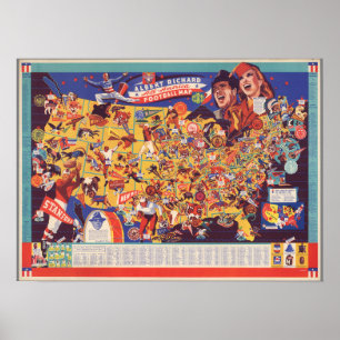 Póster All-American Vintage Football Map