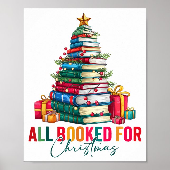 Póster All Booked For Christmas Xmas Tree Teacher Holiday (Frente)