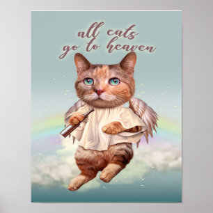 Póster ALL CATS GO TO HEAVEN  Gift for cat lover