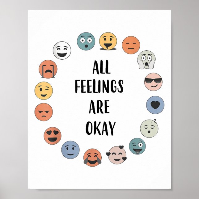Póster All Feelings Are Okay School Teacher Psychologist  (Frente)
