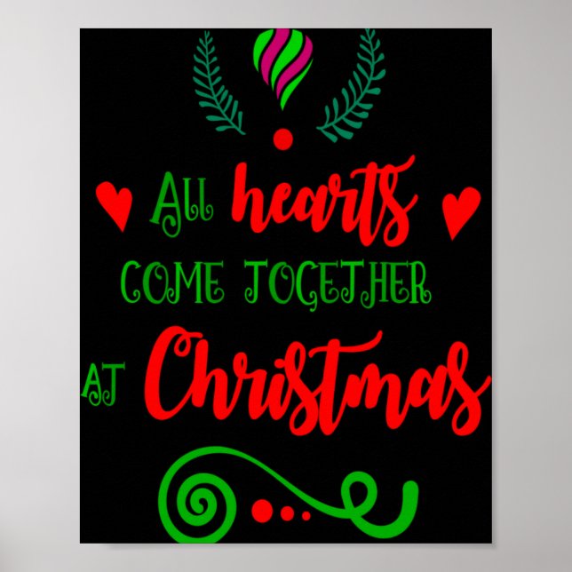 Póster All Hearts Come Together At Christmas Holiday Kids (Frente)