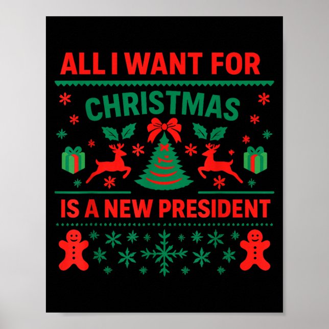 Póster All I Want For Christmas Is New President Anti Tru (Frente)