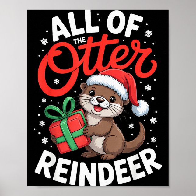 Póster All Of The Otter Reindeer, Sea Otter Christmas Paj (Frente)