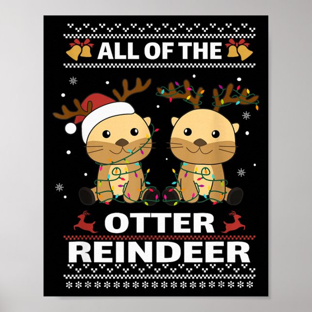 Póster All Of The Otter Reindeer Sweet Christmas Otters  (Frente)