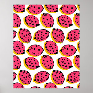 Póster all over lemon pattern vintageabstract, art, backg