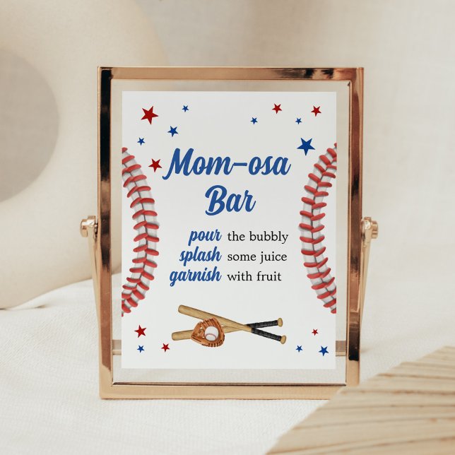 Póster All Star Baseball Baby Shower Mom Osa Bar (Sports Baby Shower Mom Osa Bar Sign)