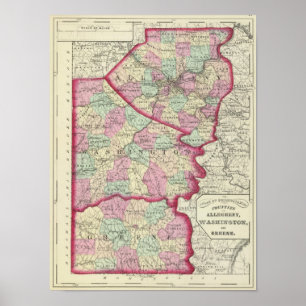 Póster Allegheny, Washington, condados de Greene