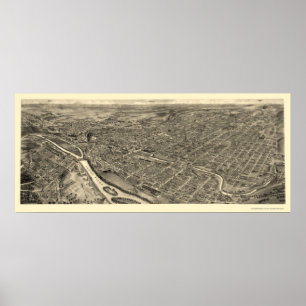Póster Allentown, mapa panorámico de la AP - 1922