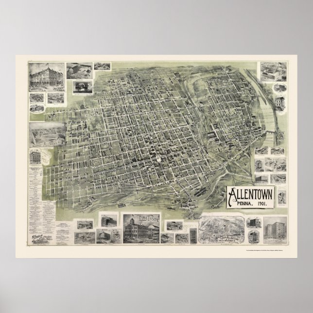 Póster Allentown, mapa panorámico de la Autoridad Palesti (Frente)