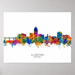 Póster Allentown Pennsylvania Skyline
