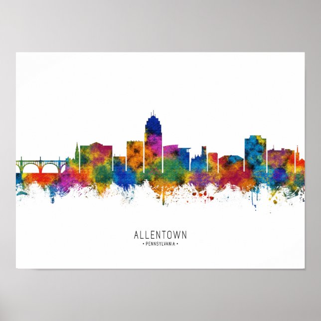 Póster Allentown Pennsylvania Skyline (Frente)