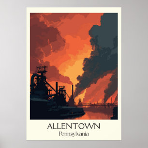 Póster Allentown Pennsylvania Vintage Industrial City Art
