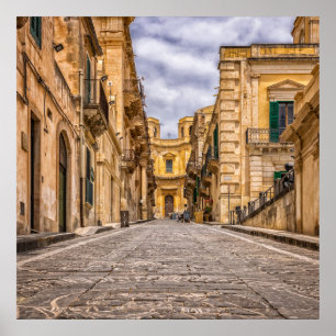 Póster Alley Histórico Casco Antiguo Sicilia Italia