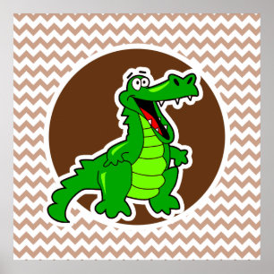 Póster Alligador; Chevron Marrón