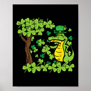 Póster Alligator del Día de San Patricio Shamrock Saint P