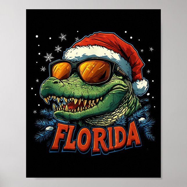 Póster Alligator Santa Funny Florida Holiday Christmas Xm (Frente)