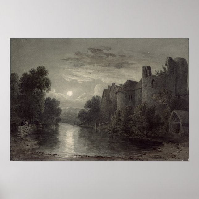 Póster Allington Castle, near Maidstone, Kent; Moonlight (Frente)