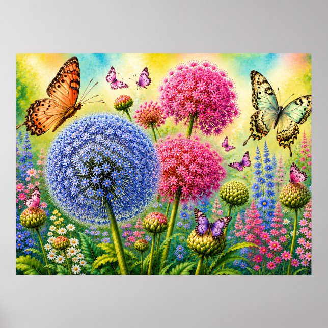 Póster Allium y Mariposas (Frente)