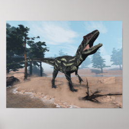 Póster Allosaurus dinosaur ruaring - renderizado 3D