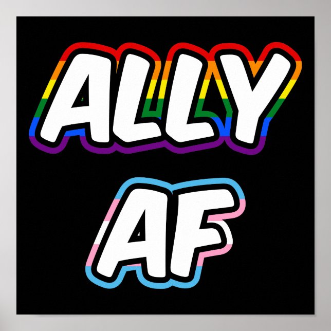 Póster Ally AF II - Orgullo gay de la bandera LGBTQ (Frente)