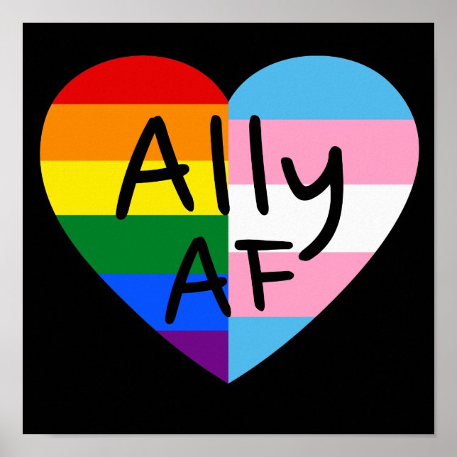 Póster Ally AF III - Orgullo gay de la bandera LGBTQ (Frente)