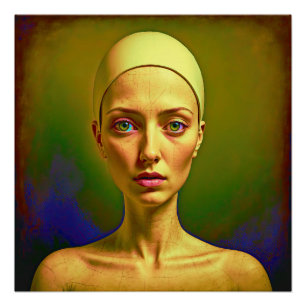 Póster Alma de porcelana agrietada - Retrato colorido