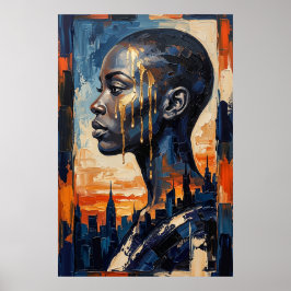 Póster Alma Negra Urbana Moderna Ciudad Silueta Del Cielo