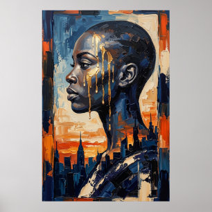 Póster Alma Negra Urbana Moderna Ciudad Silueta Del Cielo
