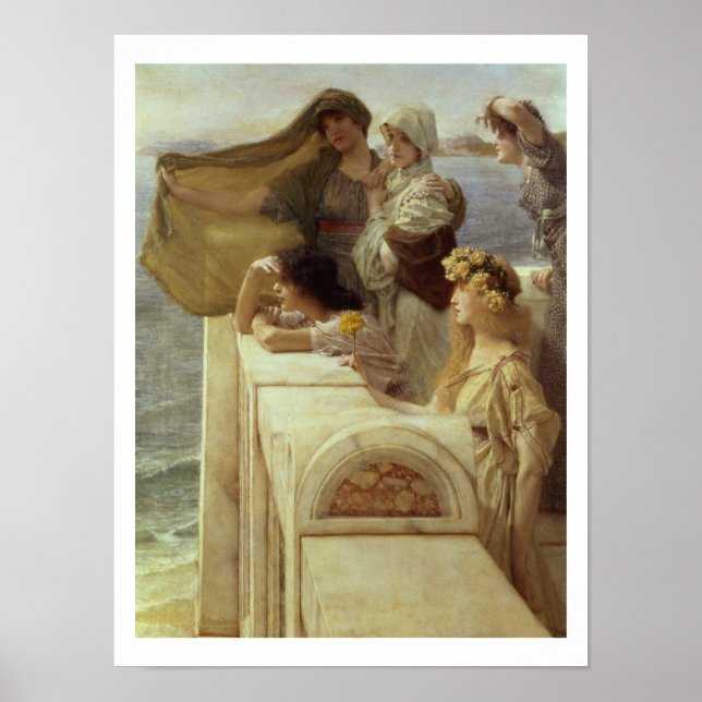 Póster Alma-Tadema | En la cuna de Afrodita, 1908 (Frente)