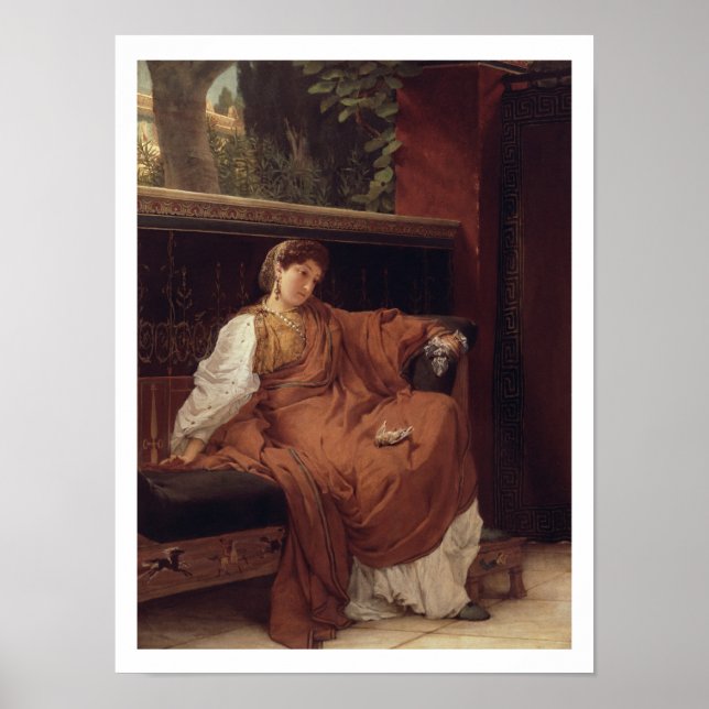 Póster Alma-Tadema | Lesbia llorando por una espuma (Frente)