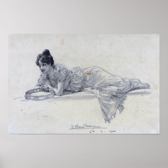 Póster Alma-Tadema - Mujer Recalificada Con Tambourine 19 (Frente)