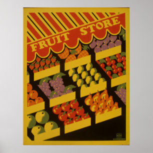 Póster Almacén de frutas de cosecha blanca