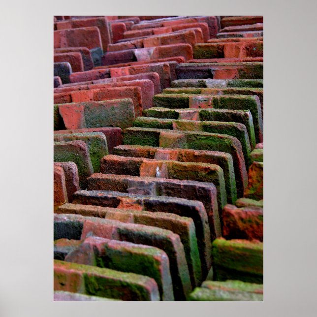 Póster almacenado tejas multicolores viejas, (Frente)