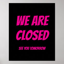 Póster Almacenar Rótulo cerrado, Rótulo negro y rosa