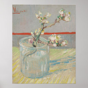 Póster Almendras floridas en una camioneta de vidrio