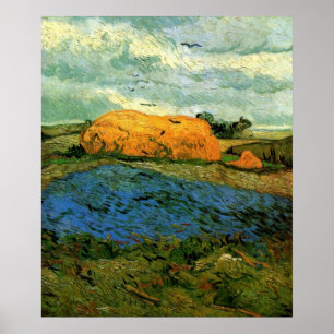 Póster Almiares bajo un cielo lluvioso de Vincent van Gog
