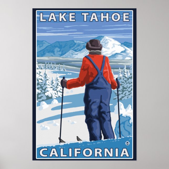 Póster Almirante de esquí - Lago Tahoe, California (Frente)