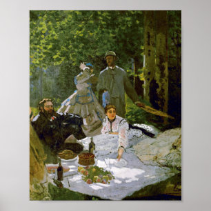 Póster Almuerzo de cosecha en el césped Claude Monet