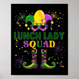 Póster Almuerzo de la dama escuadrón Mardi Gras enmascara