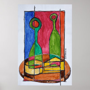 Póster Almuerzo de Vino, Queso y Baguette   París, Franci