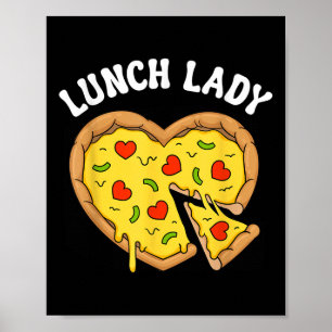 Póster Almuerzo Lady Pizza Trabajadora de Cafetería de la