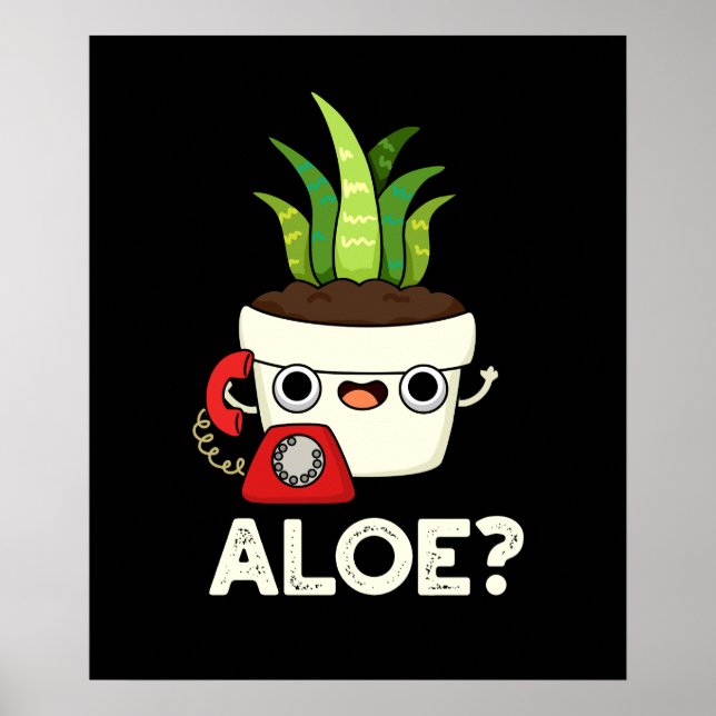Póster Aloe Funny Plant Hello Pun Dark BG (Frente)