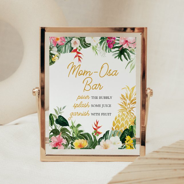 Póster Aloha Baby Pineapple Baby Shower Mom Osa Bar Sign (Aloha Baby Shower Sign)
