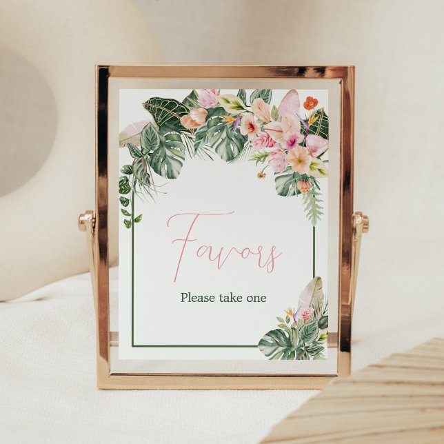 Póster Aloha Baby Shower Favors (Aloha Pink Hawaiian Baby Shower Favors Sign)
