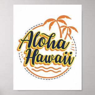 Póster Aloha Beaches Hawaii Palms Vintage Surfer Shirt