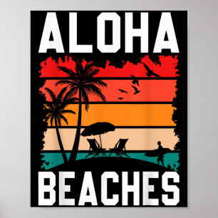 Póster Aloha Beaches Retro Beach Vacaciones Cita De Veran