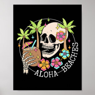 Póster Aloha Beachs Skeleton vacaciones de verano familia