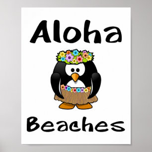 Póster Aloha Bebe Penguin Hula Dance Graciosa Camiseta