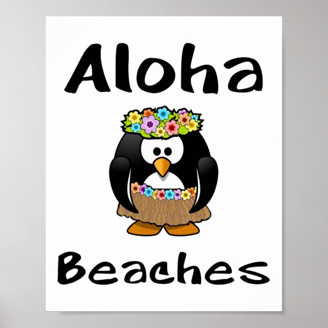 Póster Aloha Bebe Penguin Hula Dance Graciosa Camiseta (Frente)